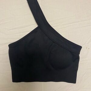 Black One-Shoulder Crop Top